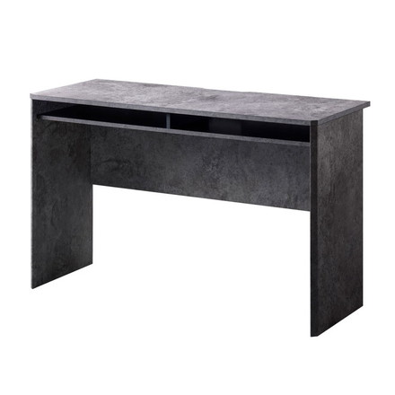 デスク 収納 120cm モルタル調 グレーデスク パソコンデスク 収納付き 幅110cm 棚付 省スペース