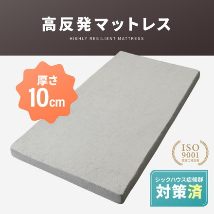 高反発マットレス シングル～キング 活性炭入り 極厚10cm 高密度 30D 高反発 300N 消臭 両面仕様 洗える 敷布団 ブラック ダブル/フラット折り目無し