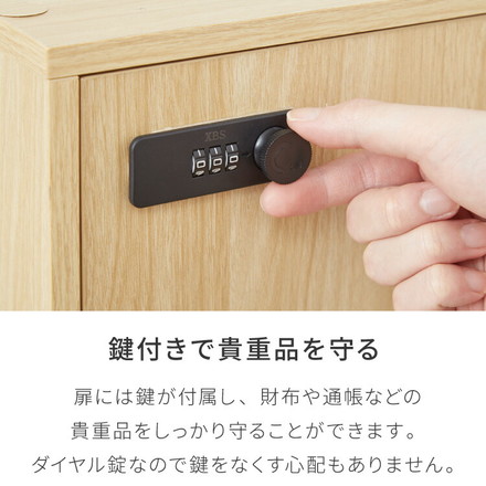 キューブボックス 鍵付き 木製 2段 A4 単品 木目 扉付き 幅35cm レイアウト 自由自在 ダイヤル 収納 ナチュラル