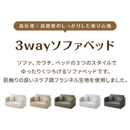 3WAY ソファベッド 2人掛け 幅115cm コンパクト ロータイプ 肘付き 折りたたみ 高反発 スラブ調 一人暮らし ワンルーム 子ども部屋 来客用 ベッド カウチ ソファー フロアソファ マットレスソファ チャコールグレー