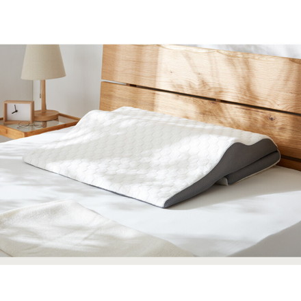 低反発枕 体圧分散 幅75cm ワイド 75×60cm ウェーブ構造 大きめ形状 ニット生地 メッシュ生地 高さ調節 ホワイト