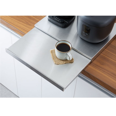 日本製 燕三条 家電下スライドテーブル 幅45×奥行40 置くだけ簡単 スライドトレー ステンレス製 作業スペース レンジ下 トレー 作業台