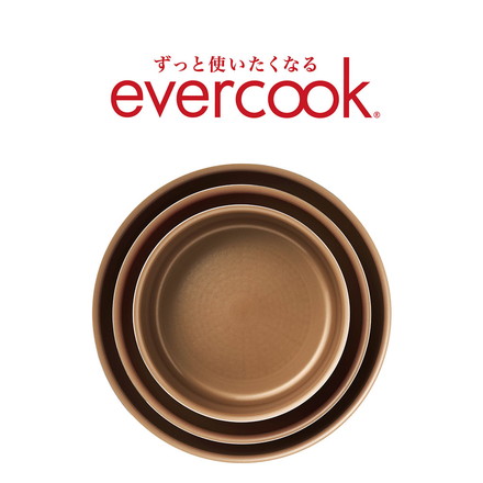 evercook エバークック 着脱式 ガス IH対応 フライパン 深鍋 玉子焼き ふた付き 8点セット アイボリー