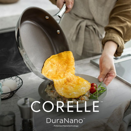 CORELLE コレール フライパン 20cm 10年保証 IH対応 ガス火OK フッ素不使用 PFOA PFAS フリー 強火調理 金属ツール オーブン DuraNano デュラナノ CSFP20SV ドウシシャ DOSHISHA