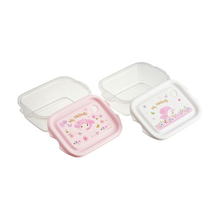 サンリオ sanrio マイメロディ パステル水彩花柄 保存容器 弁当箱 ランチボックス ランチ フードコンテナ シールボックス 2個セット 500ml プラスチック FCN2W キャラクター スケーター skater