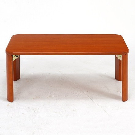 折脚ローテーブル W750×D500×H320mm MDF(突板ラバーウッド) ブラウン