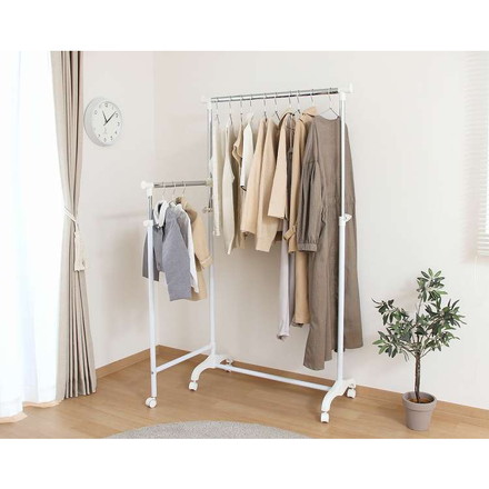 3WAY ハンガー 93225 ハンガーラック キャスター付き サイドフック 折りたたみ コンパクト コートハンガー