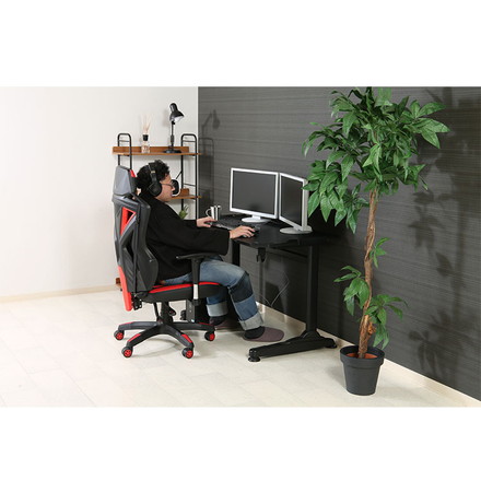 メッシュゲーミングチェア レイズ レッド 昇降式 回転式 リクライニング 椅子 イス アームレスト かっこいい