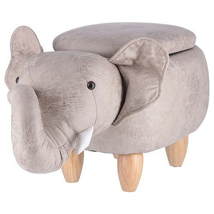 アニマルスツール収納付き W700×D340×H360mm 合板 天然木 ポリエステル 収納 ゾウ