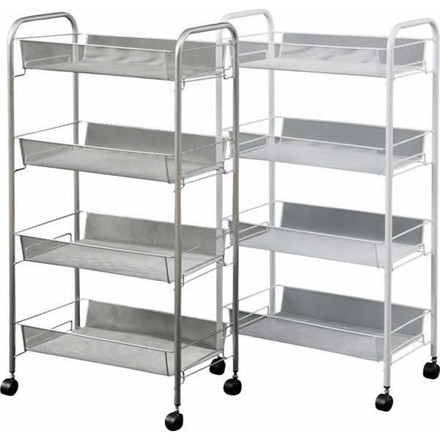 メッシュトローリー4段 SV シルバー