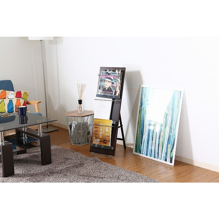 ウッドマガジンラック デコール W300×D350×H900mm PB(PVC) スチール