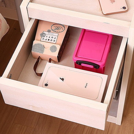 ベッドサイドテーブル (コンセント付き) W300×D360×H500mm ホワイト