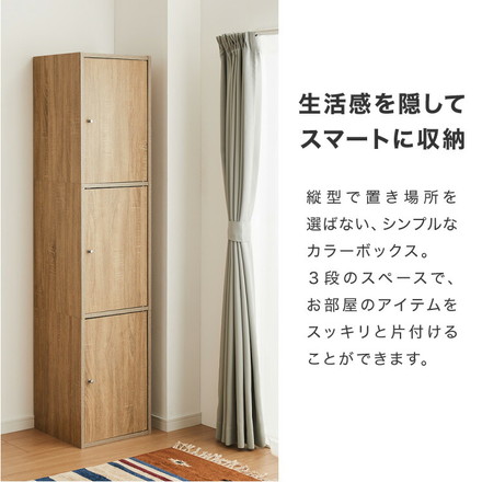 収納ボックス カラーボックス ボックス 3ドア オーク