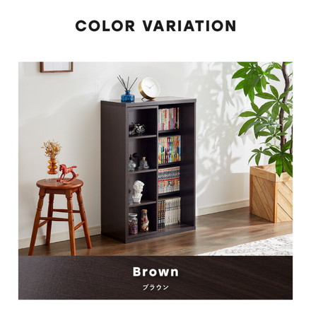 本棚 書棚 スライド式 幅60 シングル 4段 木製 収納 大容量 ブックシェルフ 木目 オーク