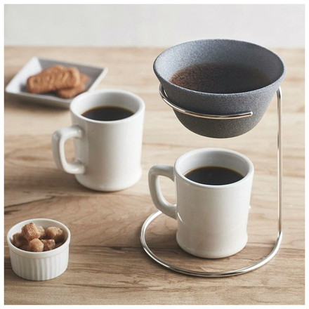 日本製 波佐見焼 コーヒーフィルター兼ドリッパー スタンドセット セラフル大サイズ 3~5杯分 シルバー 繰り返し使える セラミック おしゃれ ギフト プレゼント アドバンスドア