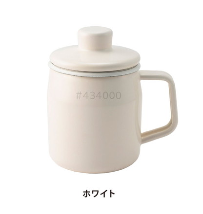 富士ホーロー フィルト ミニオイルポット 350ml 注ぎ口付き 油こし器 スリム 油ポット ホワイト OP-0.35L