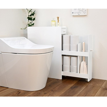 完成品 トイレラック たっぷり収納スリムトイレラック 12ロール収納可能 トイレ収納 隙間収納 トイレ用品