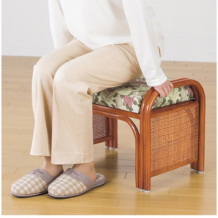 天然籐らくらく座椅子 ハイタイプ 座面高33cm クッション付き 椅子 オットマン 東京ラタン 天然籐 籐家具 コンパクト 和風 和室