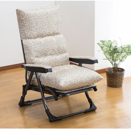 日本製 NEWくつろぎのリクライニングアームチェアDXII 専用サイドテーブル付き マーガレット柄 グラヴィーナ