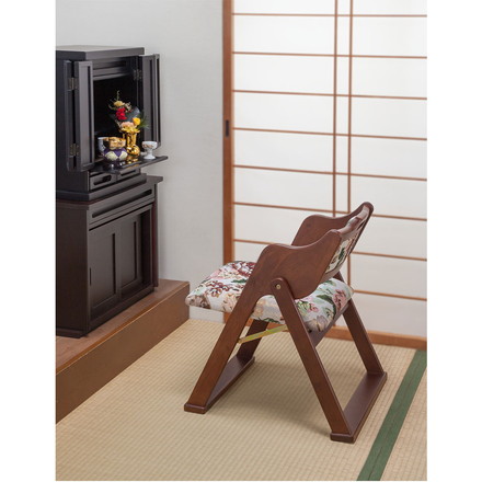 折りたたみ椅子 天然木 和風 肘掛け 取っ手付き 折り畳み式 コンパクト 完成品 和室 仏壇前 椅子 チェア フォールディングチェア
