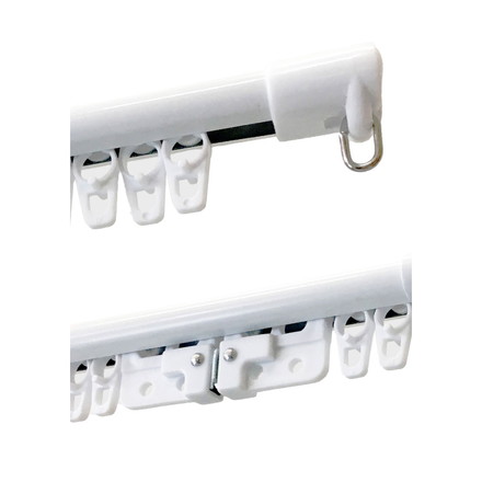 C型伸縮カーテンレール 1.6~3m シングル カーテンレール 幅3m 伸縮 スチール製 天井付け 正面付け 取付簡単 ホワイト[I5013]