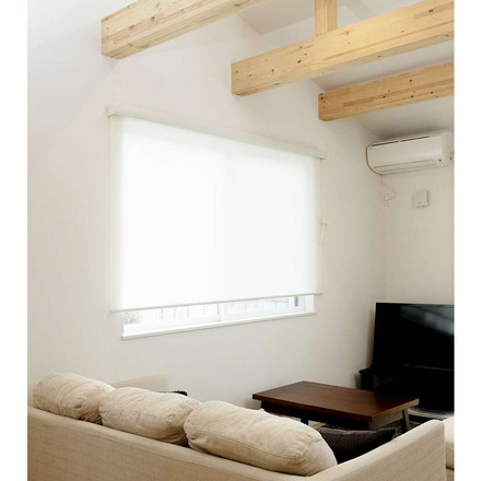 ロールスクリーン カバー付き 防炎 無地 幅80cm×高さ220cm