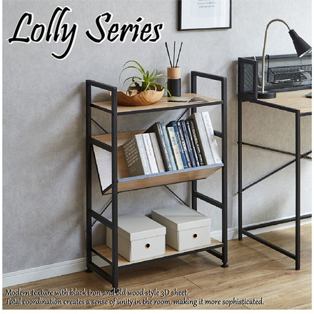 シェルフ 3段 幅60cm 収納ラック ブラックアイアン 古木風 本棚 書棚 収納棚 書斎 リビング