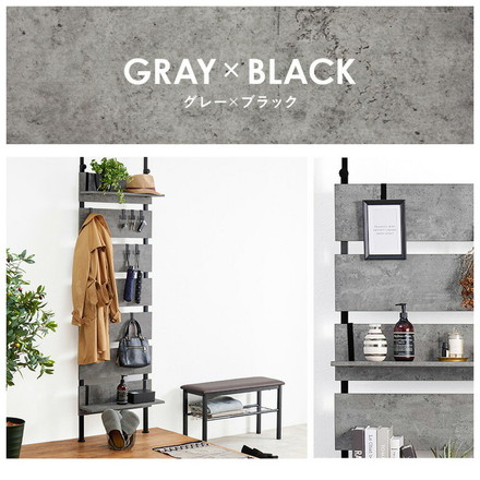 突っ張り棚 幅60cm つっぱり ラック 北欧 突張り 収納 棚 パーテーション 間仕切り ウォールシェルフ ブラウン×ブラック