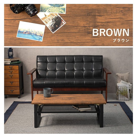 棚付き折りたたみテーブル 幅90cm 折れ脚 ローテーブル センターテーブル 折り畳み 机 スチール脚 収納付き モダン カフェ ヴィンテージ 北欧 ブラウン