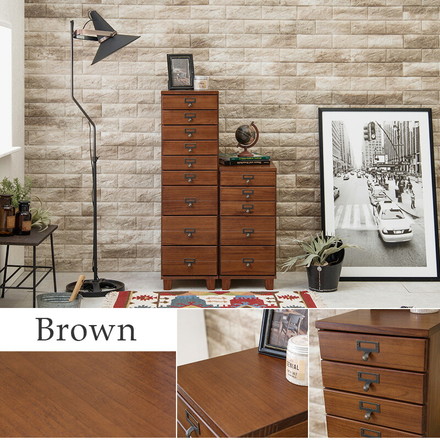 書類チェスト 5段 A4収納 多段チェスト 天然木 書類収納 取っ手付き アンティーク カントリー調 キッチン 書斎 ブラウン