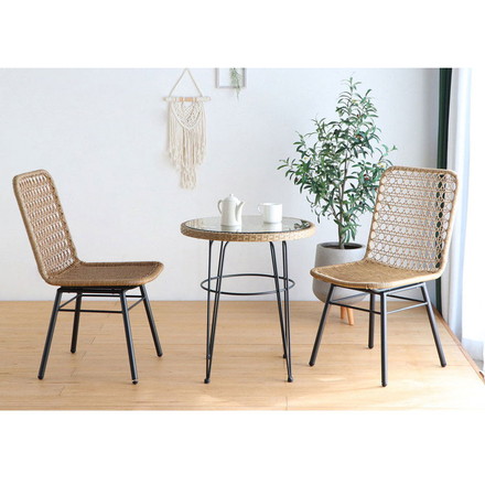 ラタン調 ダイニングチェア 肘無し ガーデンチェア スチール脚 椅子 イス チェア ラタンチェア 北欧