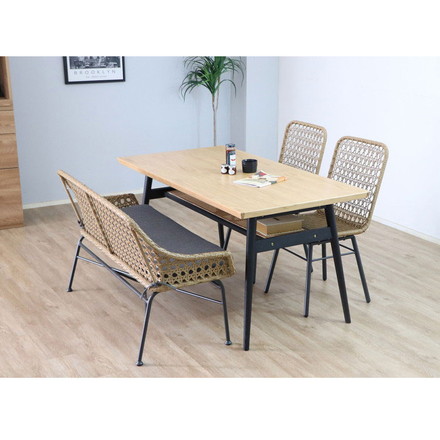 ダイニングテーブル 幅150cm オーク突板 4人 無垢材 ダイニング テーブル 北欧 木製 白 収納 棚付き