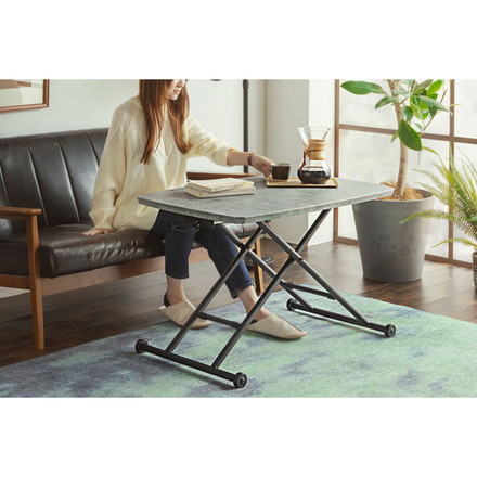 リフトテーブル 昇降式 ローテーブル ハイテーブル 折りたたみ コンパクト収納 リビング