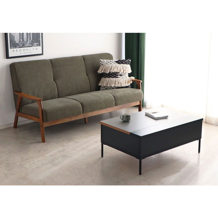 ダイニングテーブル 昇降式 収納機能 国産 幅89.5 奥行き58.8 高さ37-58.2cm