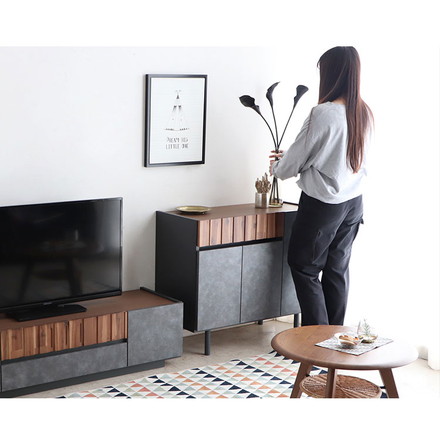 キャビネット 幅90cm 日本製 完成品 サイドボード チェスト リビングボード 脚付き コンクリート調 引き出し収納