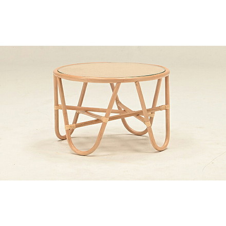 ラタンテーブル 円形 直径50cm 木製 ガラス センターテーブル ローテーブル 韓国