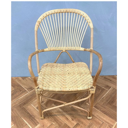 定番 ラタンチェア 1人掛け 完成品 1人用 1P チェア 椅子 いす 皮付きラタン 籐 木製 アジアン