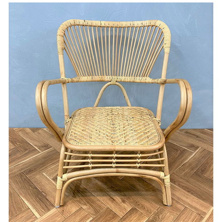 ラタンチェア 1人掛け ハイバック 完成品 定番 1人用 1P チェア 椅子 いす 皮付きラタン 籐 木製