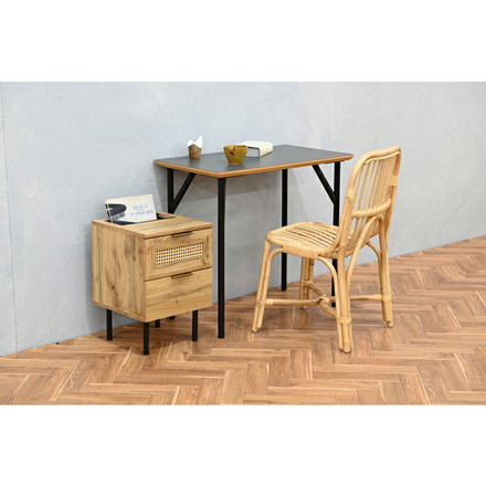 ラタン サイドテーブル 幅35cm 天然ラタン 収納 引き出し ベッドテーブル ほぼ完成品