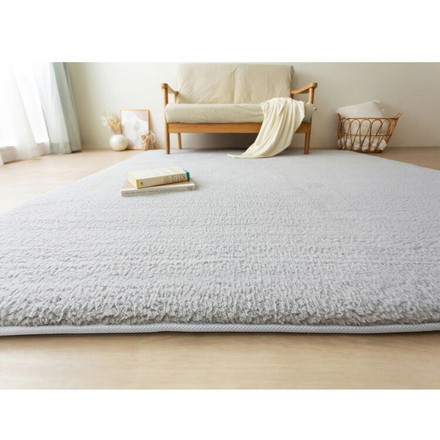 アイリスオーヤマ ラ・クッションラグ シープ調ボア 185×240cm グレー ACRSB-1824 ラグ ラグマット カーペット IRIS OYAMA