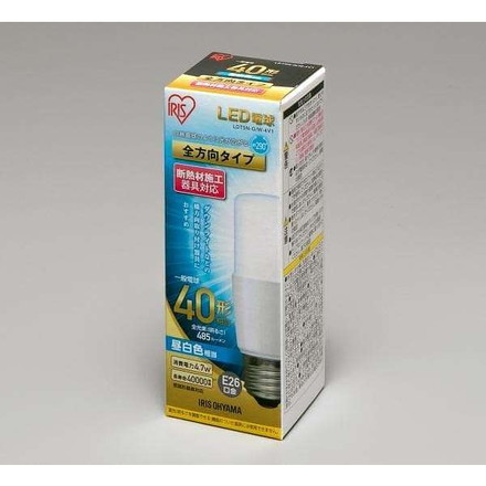 LED電球 E26 T形 40形相当 昼白色 LDT5N-G/W-4V1 アイリスオーヤマ