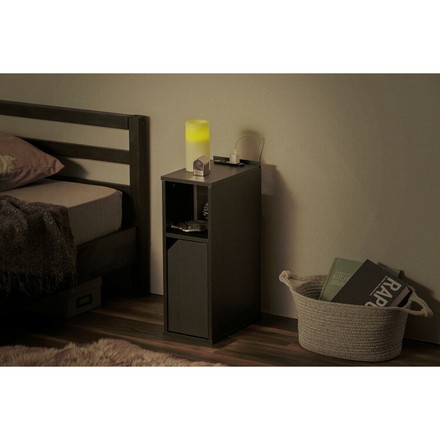 アイリスオーヤマ ナイトテーブル 扉付き 幅18 サイドテーブル コンセント ナイトテーブル ベッドサイド