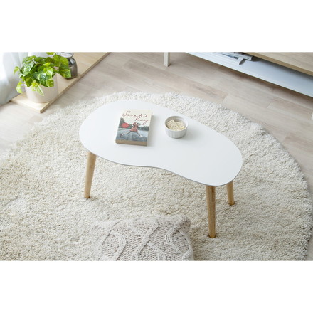 アイリスオーヤマ 折りたたみ センターテーブル 豆型 ビーンズ型 テーブル ローテーブル リビングテーブル 折り畳み 北欧 ナチュラル/ホワイト