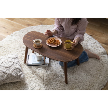 アイリスオーヤマ 折りたたみ センターテーブル 豆型 ビーンズ型 テーブル ローテーブル リビングテーブル 折り畳み 北欧 ウォールナット