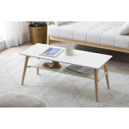 アイリスオーヤマ 折りたたみ センターテーブル 幅90 長方形 ローテーブル リビングテーブル 折れ脚 折り畳み 机 北欧 ナチュラル/ホワイト