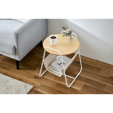 アイリスオーヤマ 丸型 収納付き サイドテーブル ミニテーブル ソファテーブル カフェテーブル 円形天板