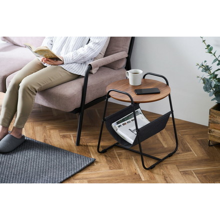 アイリスオーヤマ 丸型 収納付き サイドテーブル ミニテーブル ソファテーブル カフェテーブル 円形天板