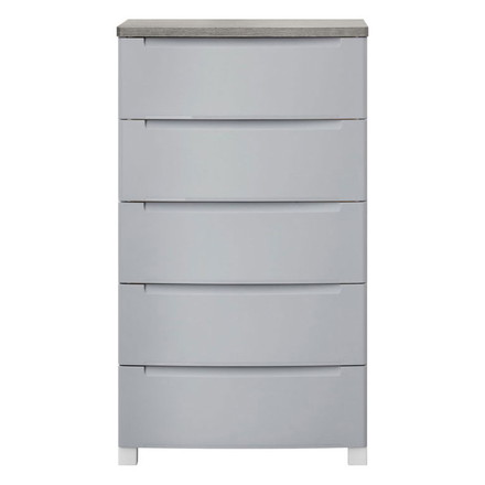 アイリスオーヤマ ウッドトップノックダウンチェスト 幅56cm 5段 KDMG-565WT ライトグレー 木目調 天板