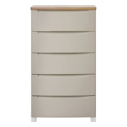 アイリスオーヤマ ウッドトップノックダウンチェスト 幅56cm 5段 KDMG-565WT ベージュ 木目調 天板