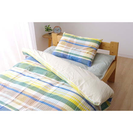 布団カバー 洗える チェック柄 インド綿使用 バジル 掛け布団カバー ピンク シングル